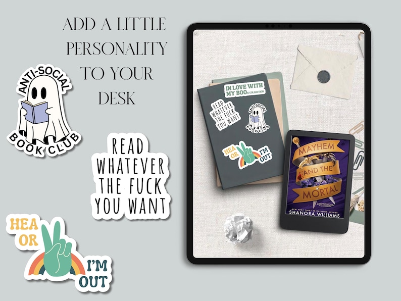 Kindle Girlie Digital Stickers | Romance Tropes, BookTok, Reading Journal (Digital Download) image 7