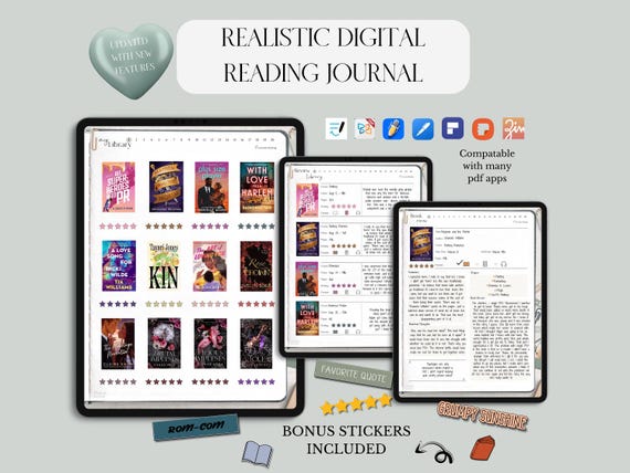 Romance Romantasy Digital Reading Journal GoodNotes – Book Tracker, Review Log