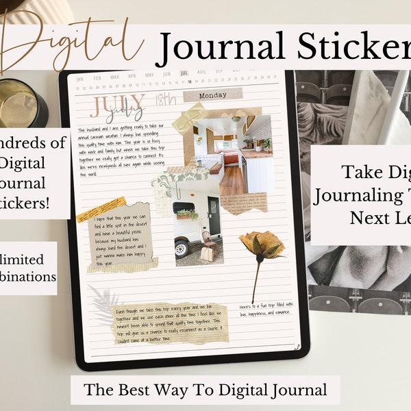 Digital Journal Stickers, Stickers For Journaling, Bullet Journal Stickers, Digital Journal for iPad, Journal for GoodNotes, Anxiety Journal