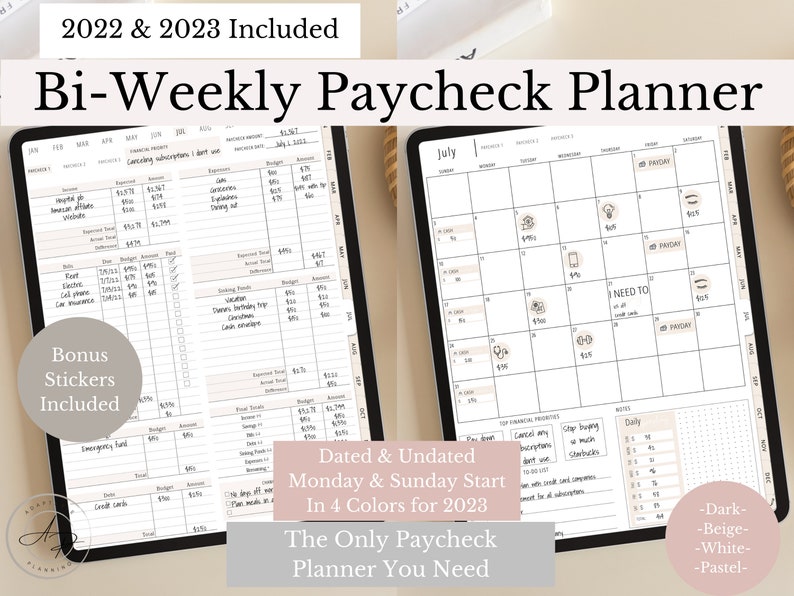 Paycheck Budget Planner, Bi Weekly Paycheck Planner, Paycheck Budget GoodNotes, Financial Planner, Monthly Budget Tracker, Spending Tracker 