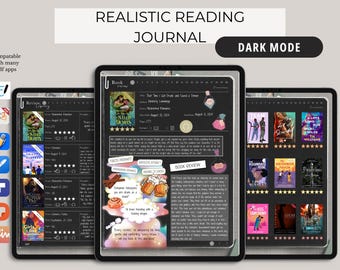 Dark Mode Digital Reading Journal: Book Tracker for Goodnotes (Digital Download)
