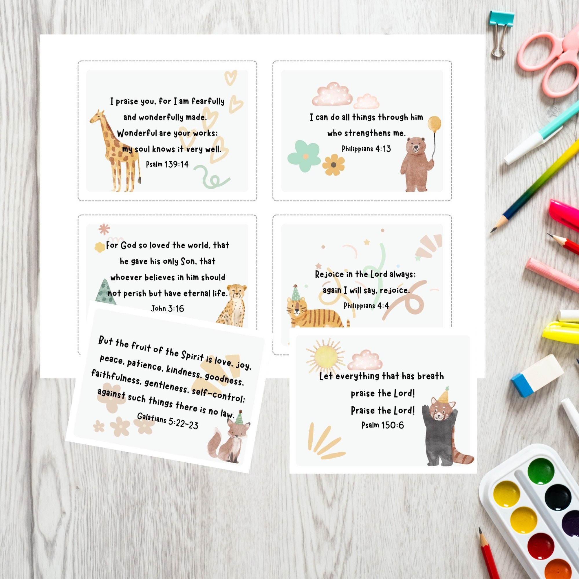 Scripture Verse Cards for Kids Printable, Digital Download, Bible Verses for Kids, Scripture ...