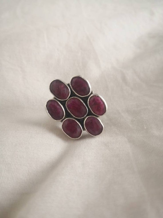 Silver ring and ruby