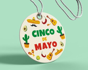 Printable Cinco De Mayo Gift Tag | Fiesta Cinco De Mayo | Mexican Fiesta | Mexican Holiday | Colorful Gift Tag | Cookie Tags | Treat Tags