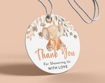 Printable Baby Shower Gift Tag | Elephant Gift Tag | Baby Gift Tag | Thank You Gift Tag | Printable Cupcake Topper | Cookie Tag | Treat Tags