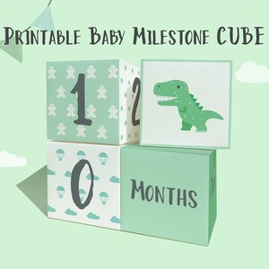 Cube vert imprimable de jalon de bébé pour des photos bébé | Cube jalon 3d bricolage | Étape importante pour les animaux | Jalon arc-en-ciel | Téléchargement instantané
