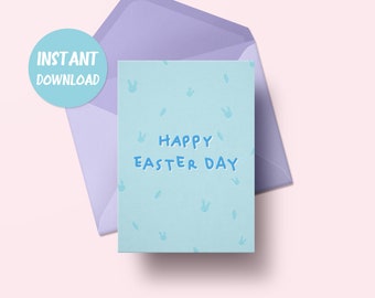 Printable Easter Day Card | Happy Easter Card | Easter Bunny Card | Rabbit Card | Easter Greeting Card | Cute Easter Card | Instant Download