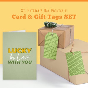 Afdrukbare St Patricks Day-set | St Paddys kaart en tag | St Pattys wenskaart | St Patricks cadeaukaartje | Ierse kaart | Ierse tag | Gelukslabel