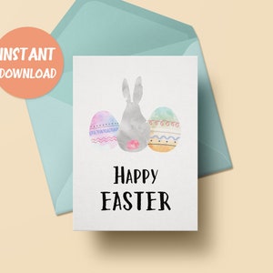 Biglietto di Pasqua stampabile / Biglietto di Buona Pasqua / Biglietto Coniglietto di Pasqua / Biglietto Coniglio / Biglietto d'auguri di Pasqua / Biglietto Uovo di Pasqua / Download istantaneo