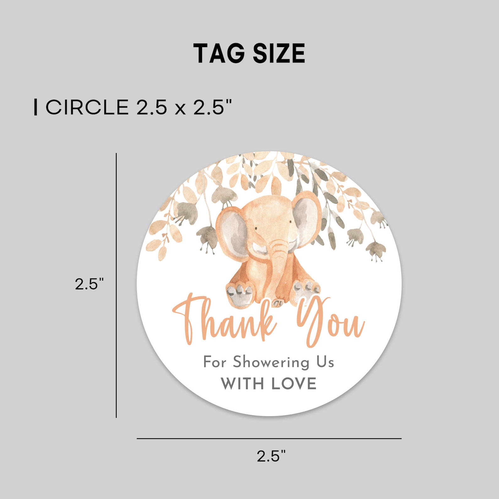 Printable Baby Shower Gift Tag Elephant Gift Tag Baby Gift Etsy