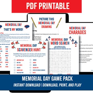 Memorial Day Printable Games Pack