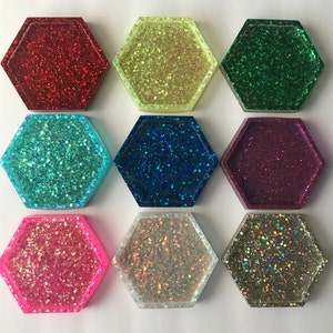 Hexagon Glitter Resin Coasters