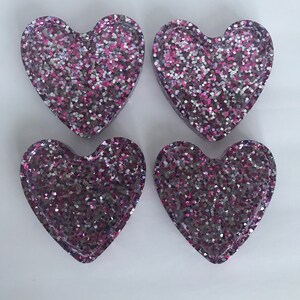 Princess Party Glitter Resin Heart Coasters