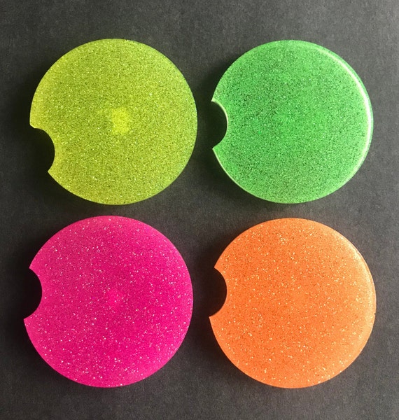 Neon Glitter Car Coasters