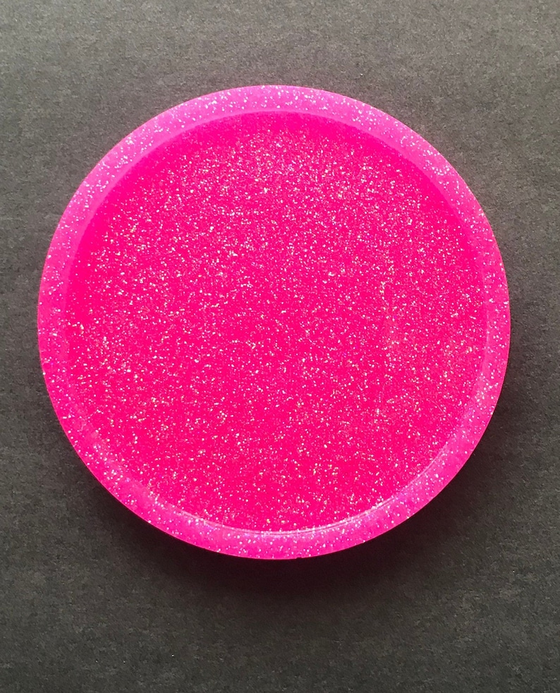 Neon Glitter Circle Resin Coaster