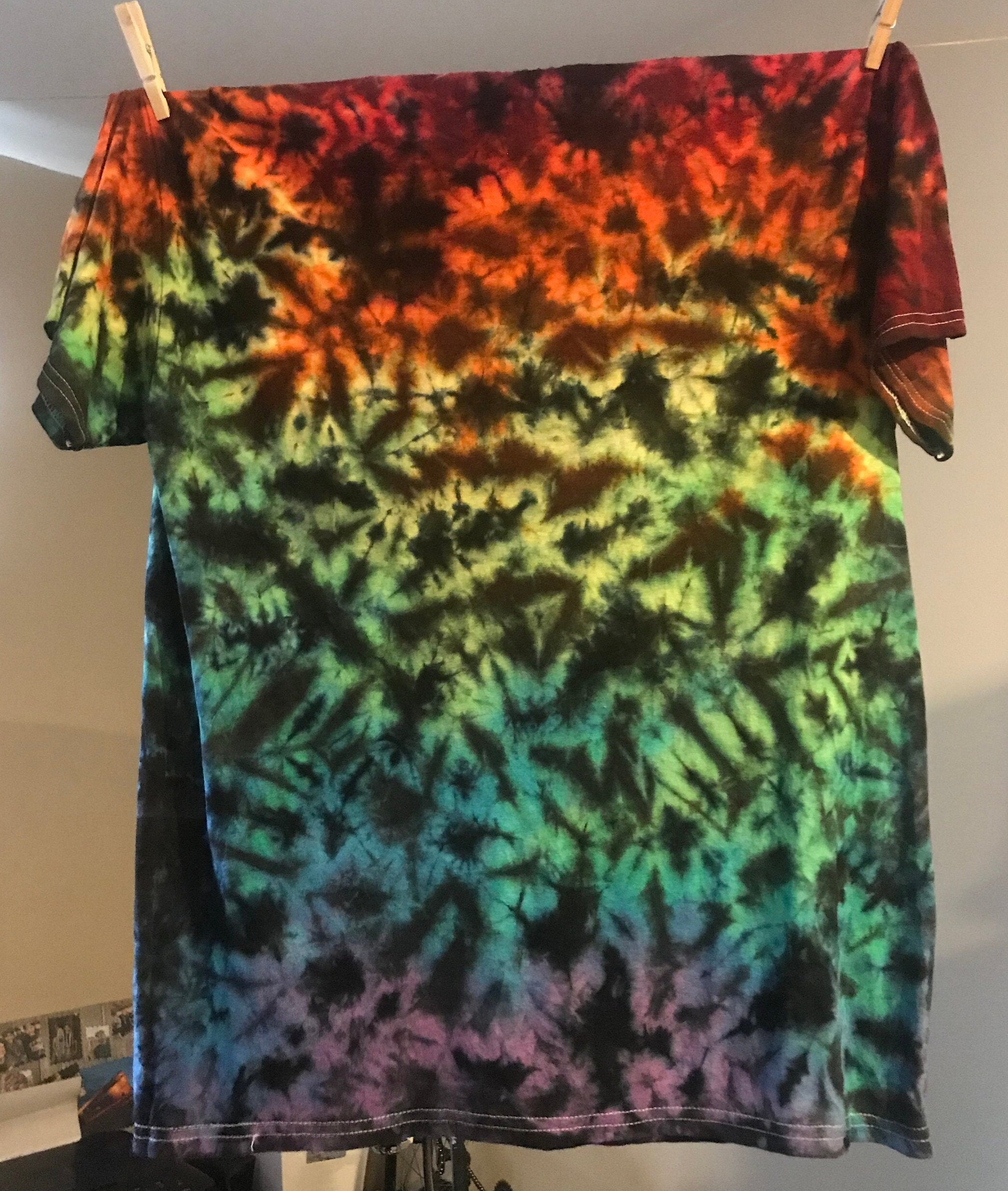 Large Rainbow Scrunch Tie Dye T-Shirt | Etsy