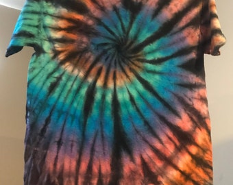 Kids Medium Rainbow Spiral Tie Dye T-Shirt