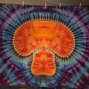Orange Mushroom Tie Dye Tapestry