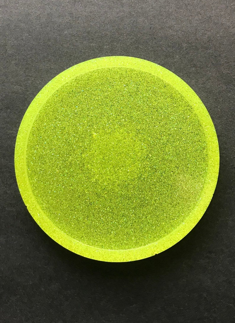Neon Glitter Circle Resin Coaster
