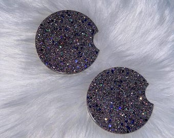 Gesprenkelte holographische Glitter Harz-Auto-Untersetzer-Set