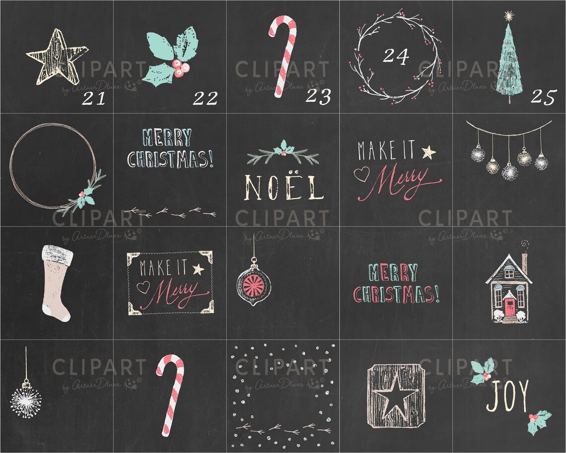 Chalk Christmas DIY Advent Calendar, Hygge Christmas, Farmhouse