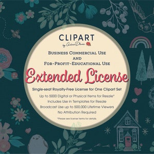 Clipart Extended License for ArtnerDluxe Printables, Digital Assets, and Image Files for Commercial and Business Use