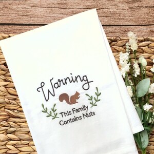Funny Squirrel Tea Towel, Kitchen Towel, Farmhouse Kitchen, Housewarming Gift, Hostess Gift, Minimalist Gift, Cook Gift, Embroidery Gift