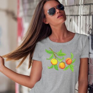 Peaches T-Shirt, Cottagecore Peach, Botanical Tee, Aesthetic Shirt, Gardener Gift, Nature Lover Gift, Minimalist Gift, Georgia Peach