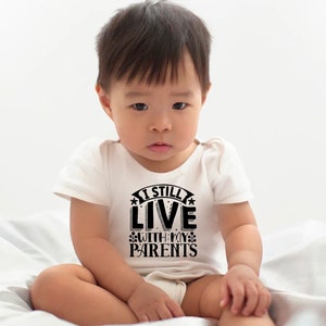 Baby Bodysuit and Bib, I Still Live With My Parents, Gift For Baby, Baby Bib, Unisex Baby Bodysuit, Funny Baby Bodysuit, Newborn Gift