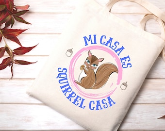 Whimsical Squirrel Tote Bag, Farmers Market Tote, Squirrel Lover Gift, Farmhouse Tote, Handmade Bag, Squirrel Gift, Cute Squirrel Bag