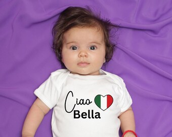 Ciao Bella Baby Bodysuit, Italian Baby, Baby Shower Gift, Funny Baby Bodysuit, Gender Neutral Baby Bodysuit, Newborn Gift