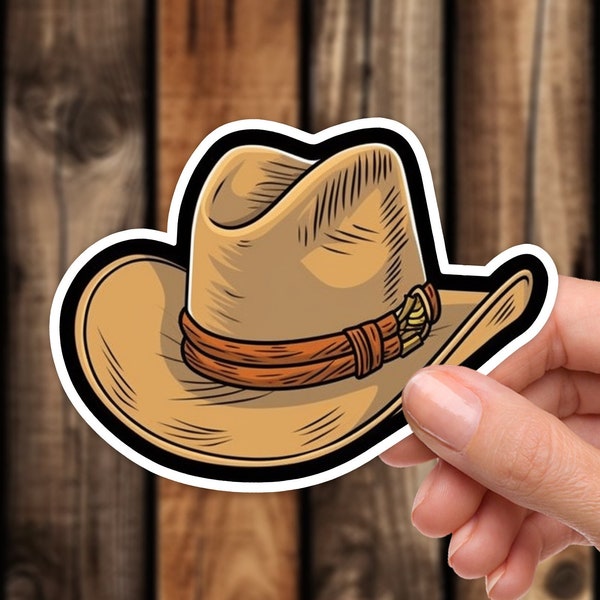 Western Cowboy Hat Waterproof Vinyl Sticker Aesthetic Style Trendy Decal for Laptop or Water Bottle