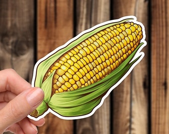 Corn Sticker Yellow Realistic Vegetable Grain Farm and Garden Aesthetic Waterproof Food Decal for Phone Laptop or Water Bottle