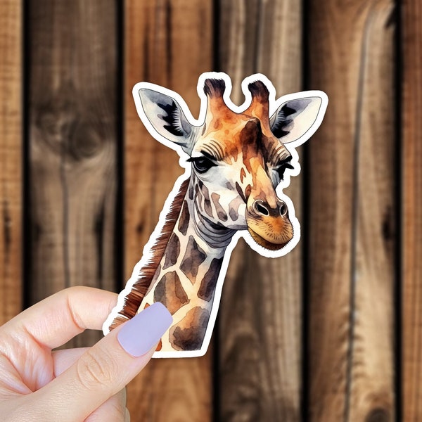 Watercolor Giraffe Waterproof Vinyl Sticker Realistic Style Zoo Animal Decal for Phone Laptop or Water Bottle