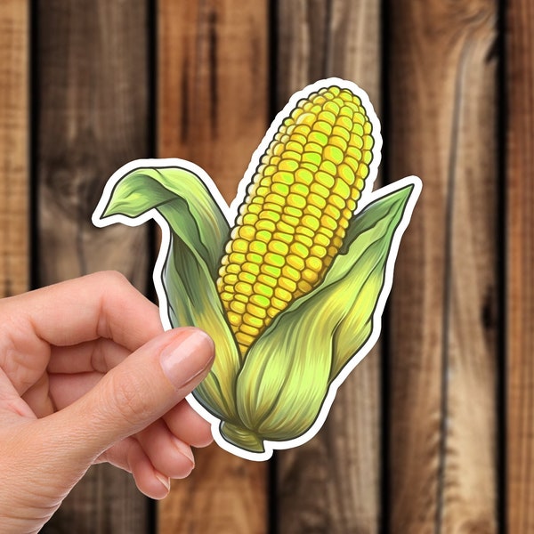 Corn on the Cob Sticker Yellow Realistic Vegetable Grain Farm and Garden Aesthetic Waterproof Food Decal for Phone Laptop or Water Bottle