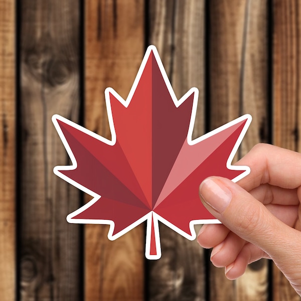 Red Maple Leaf Waterproof Vinyl Sticker Canada Unique Leaf Realistic Aesthetic Decal for Phone Laptop or Water Bottle