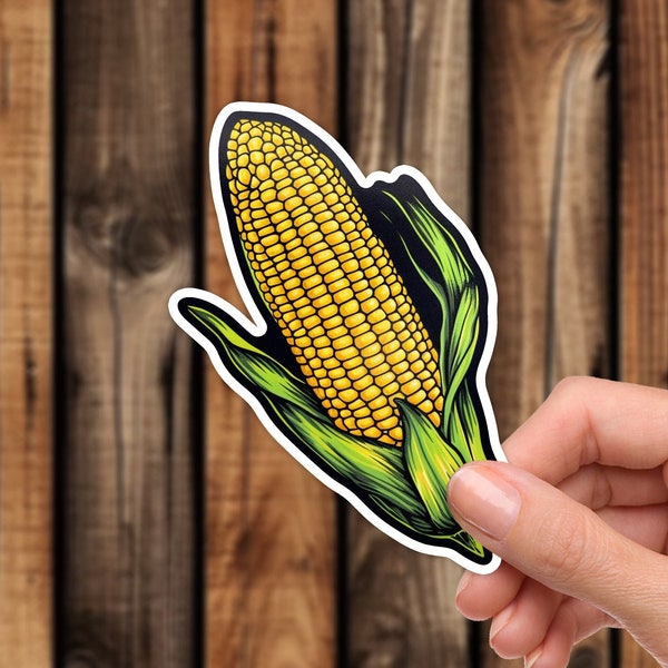 Corn Waterproof Sticker Yellow Realistic Vegetable Grain Farm and Garden Aesthetic Food Decal for Phone Laptop or Water Bottle
