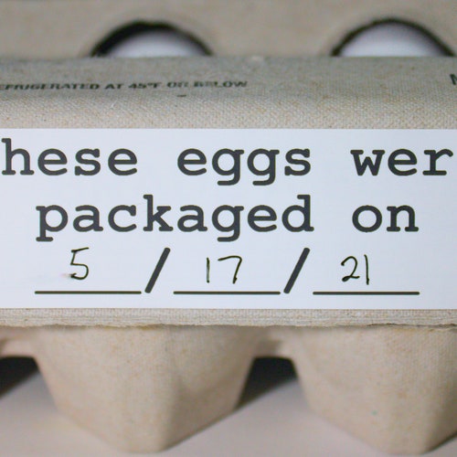 Egg Carton Labels With Packaging Date With Adhesive Backing Etsy