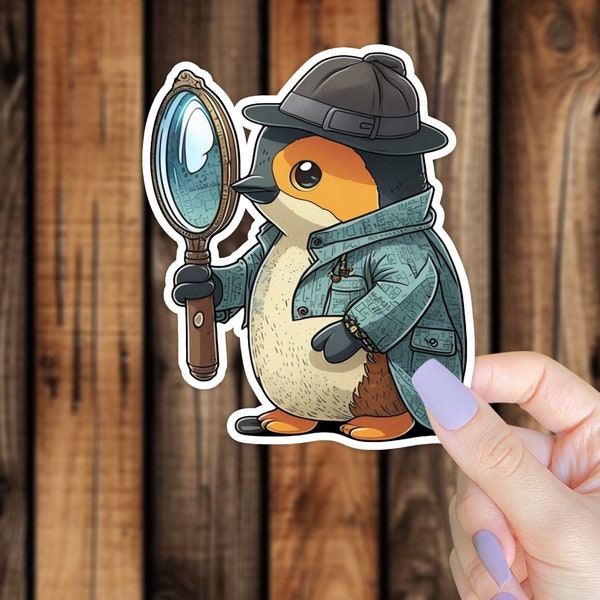 Detective Penguin Sticker Artistic Unique Vinyl Sticker Decal Perfect For Decorating Laptops, Water Bottles, Notebooks | Free Shipping