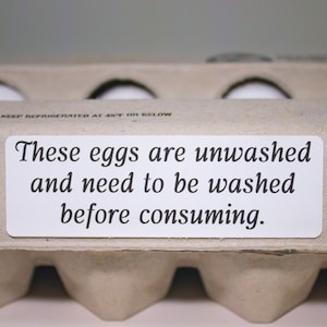 Egg Carton Labels For Unwashed Eggs With Adhesive Backing