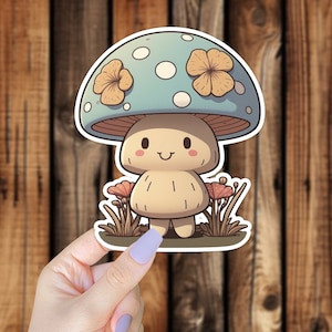 Cute Mushroom Floral Waterproof Vinyl Sticker Artistic Nature Mycology Fungi Cottagecore Aesthetic Decal for Laptop Phone or Water Bottle image 1