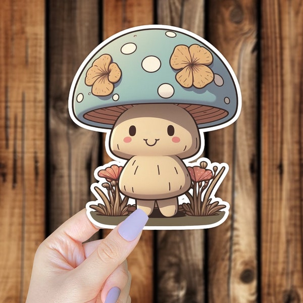 Cute Mushroom  Floral Waterproof Vinyl Sticker Artistic Nature Mycology Fungi Cottagecore Aesthetic Decal for Laptop Phone or Water Bottle