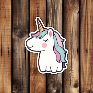 Cute Unicorn Waterproof Vinyl Sticker Colorful Magical Cartoon Style Animal Decal for Phone Laptop or Water Bottle