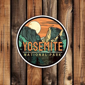 Yosemite National Park Sticker Artistic Pastel Style Travel Sticker California Nature Aesthetic Waterproof Decal for Water Bottle or Car