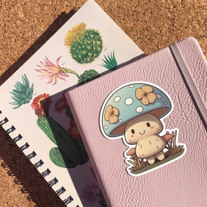 Cute Mushroom Floral Waterproof Vinyl Sticker Artistic Nature Mycology Fungi Cottagecore Aesthetic Decal for Laptop Phone or Water Bottle image 3