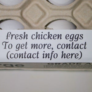 Customizable Egg Carton Label With Contact Information and Adhesive Backing for Selling Chicken Eggs, Quail Eggs, Duck Eggs, or Goose Eggs