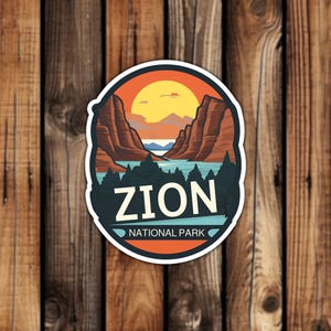 Zion National Park Aufkleber Bunter künstlerischer Stil Reise-Aufkleber Utah Nature Aesthetic Wasserdichter Aufkleber für Wasserflasche oder Auto