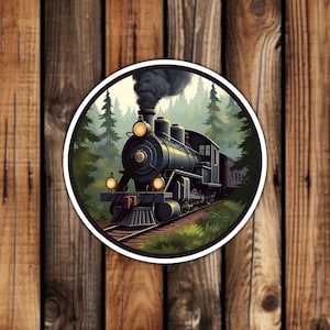 Realistic Train Vinyl Sticker Realistic Style Steam Engine Traditional Aesthetic Outdoor Decal for Phone Laptop or Water Bottle