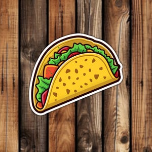 Taco Vinyl Sticker Food Lovers Gift Cartoon Aesthetic Mexican Food Waterproof Decal for Phone Laptop or Water Bottle
