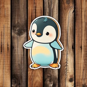 Cute Penguin Sticker Artistic Unique Vinyl Sticker Decal Perfect For Decorating Laptops, Water Bottles, Notebooks | Free Shipping